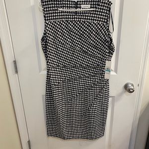 NWT! Calvin Klein houndstooth sleeveless fitted office dress